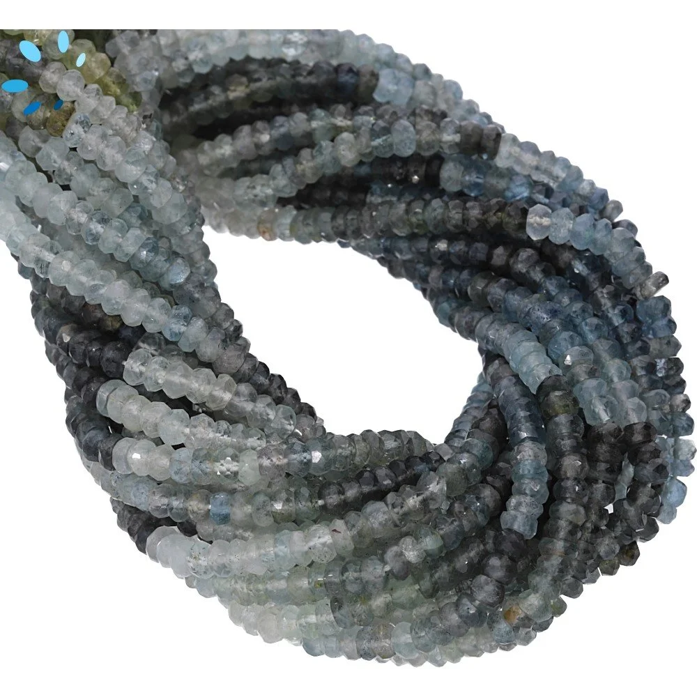 Moss Aquamarine Faceted Rondelle Beads 3.5mm - 13 Inch Strand