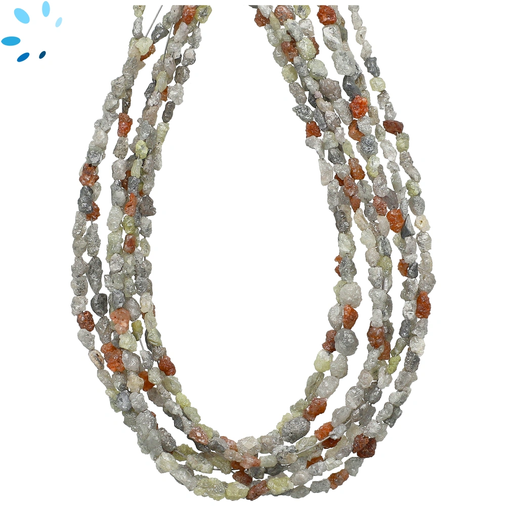 Multi Color Diamond Raw Top to Bottom Drilled Nugget Beads 2x3-5x3mm - 16 Inch Strand