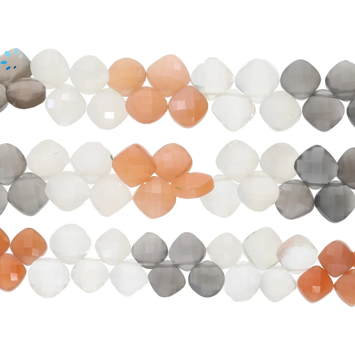 Multi Moonstone Faceted Square Shape Top Drilled Beads 7mm - 8 Inch Strand