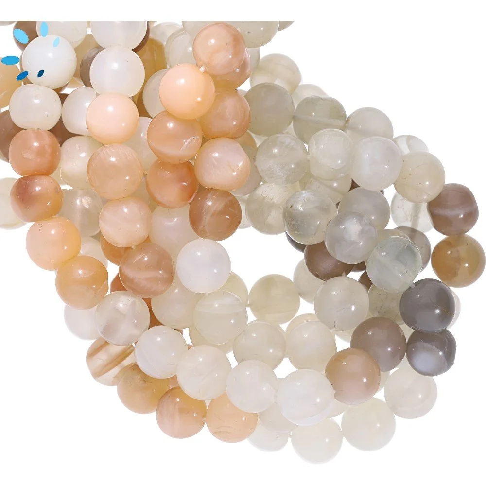 Multi Moonstone Smooth Round Beads 8mm - 14 Inch Strand