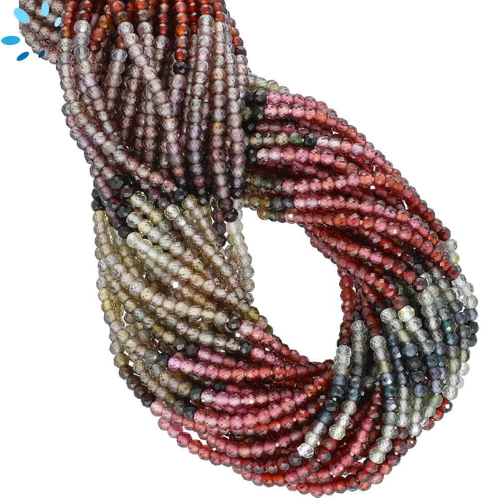 Multi Spinel Micro Faceted Rondelle Beads 2.5mm - 13 Inch Strand