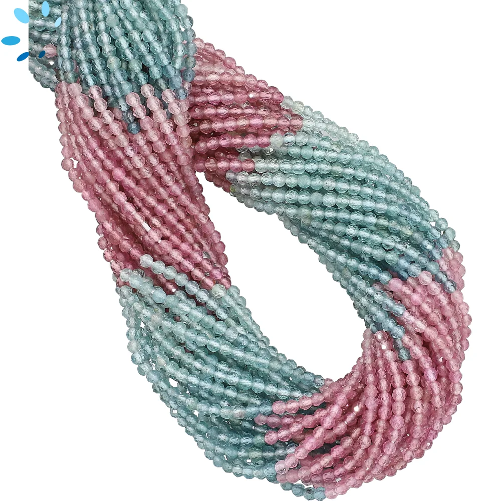 Multi Tourmaline Faceted Round Beads 2mm - 14 Inch Strand
