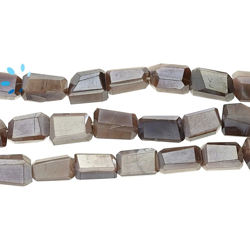 Mystic Chocolate Moonstone Faceted Nuggets Top to Bottom Drilled Beads 10x7 - 12x8mm - 13 Inch Strand