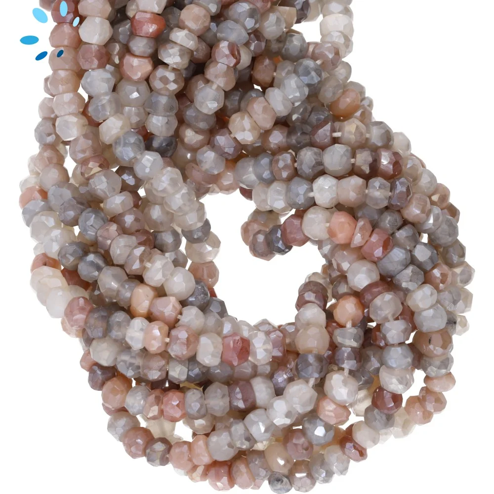Mystic Chocolate Moonstone Faceted Rondelle Beads 4mm - 14 Inch Strand