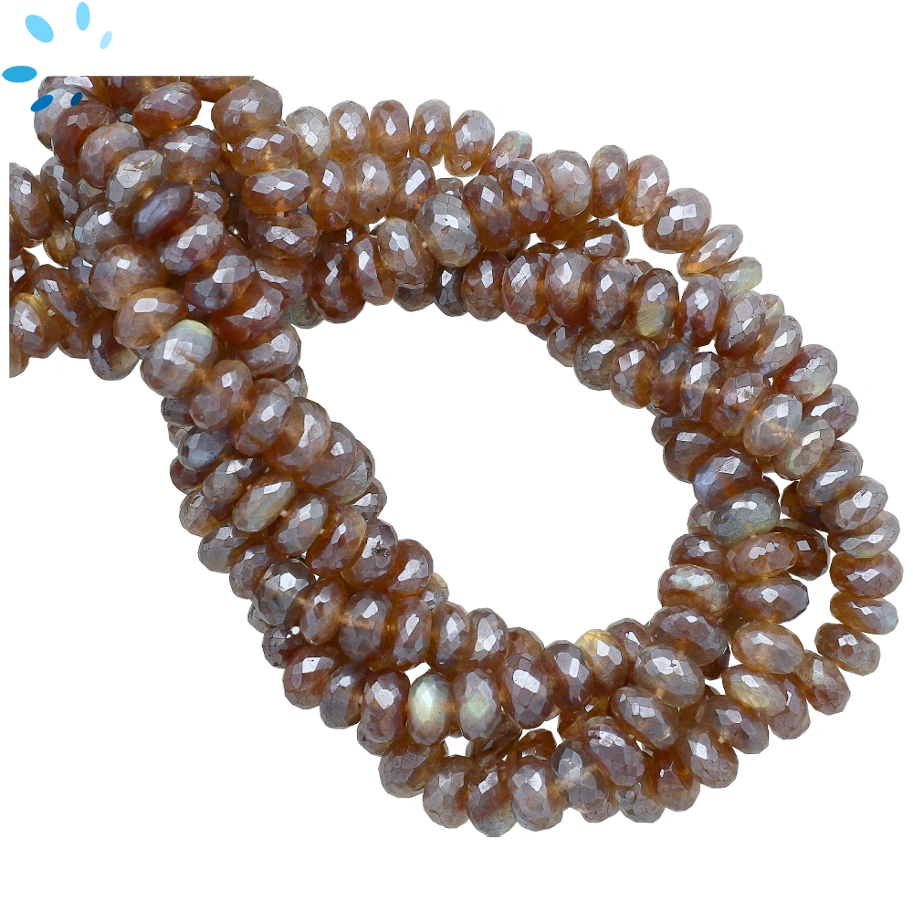 Mystic Coated Labradorite Faceted Rondelle Center Drilled Beads 7-8mm - 13 Inch Strand