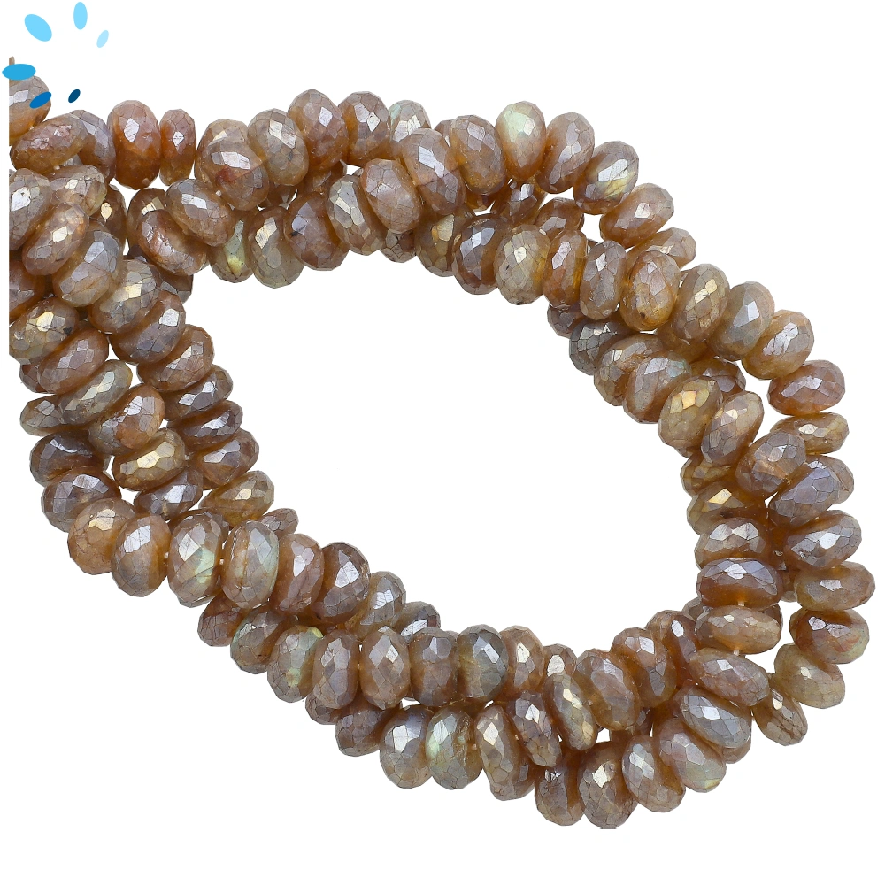 Mystic Coated Labradorite Faceted Rondelle Center Drilled Beads 8-9mm - 13 Inch Strand