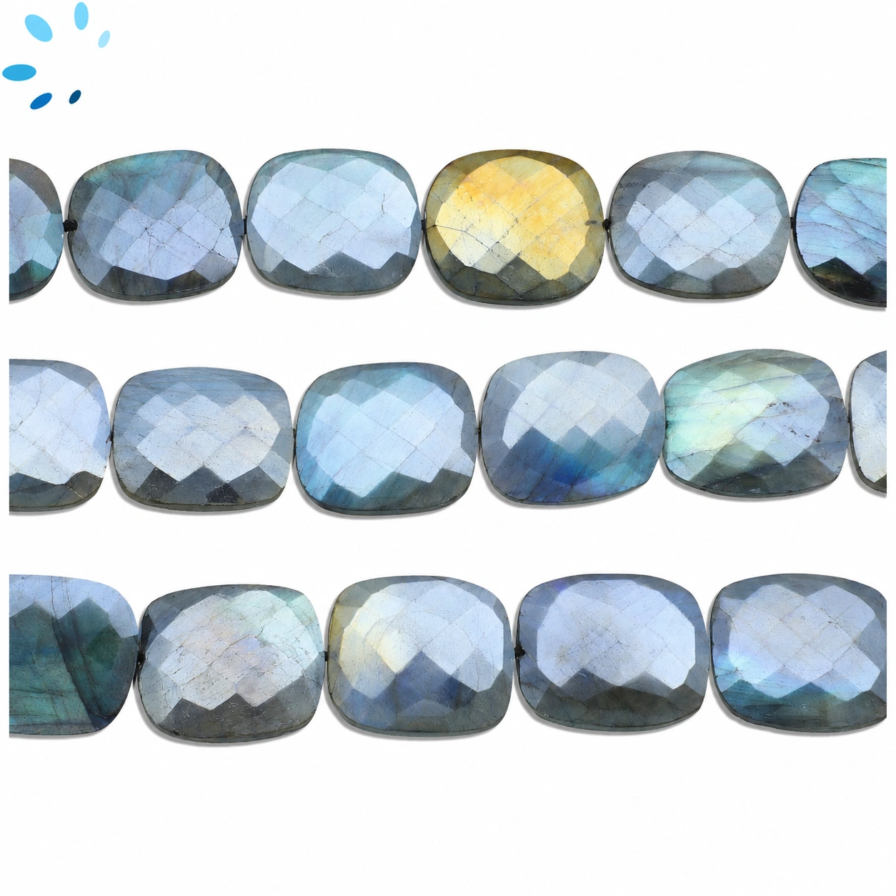 Mystic Labradorite Faceted Nugget Top to Bottom Drilled Beads 20x17mm - 13 Inch Strand