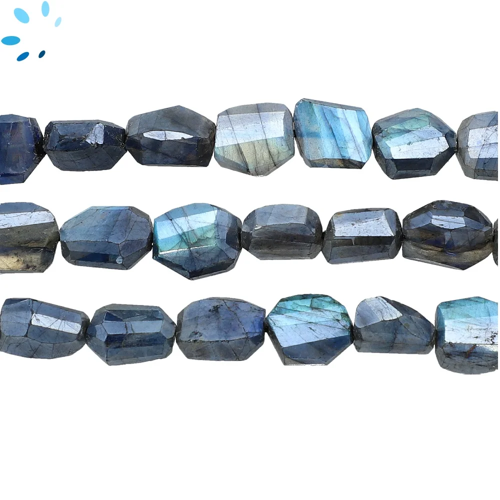 Mystic Labradorite Faceted Nuggets Top to Bottom Drilled Beads 10x7-12x8mm - 14 Inch Strand