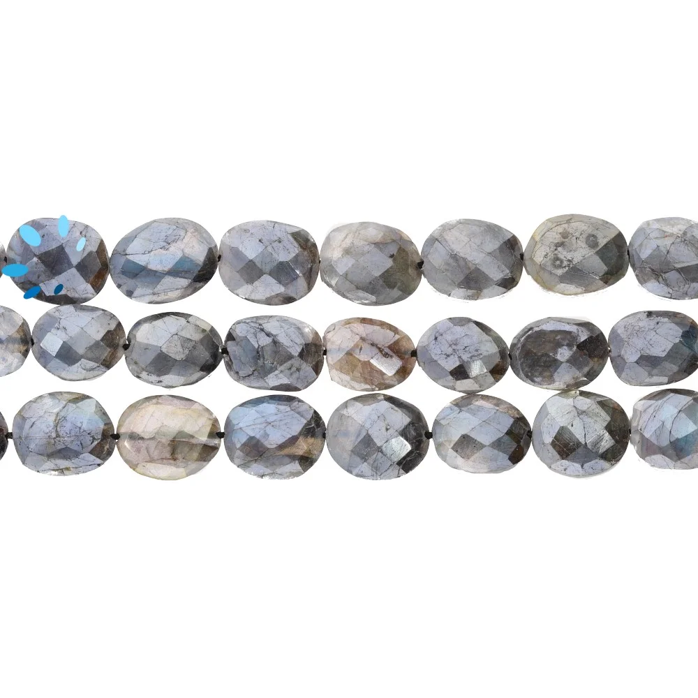 Mystic Labradorite Faceted Oval Nugget Top to Bottom Drilled Beads 10x7 - 12x8mm - 14 Inch Strand