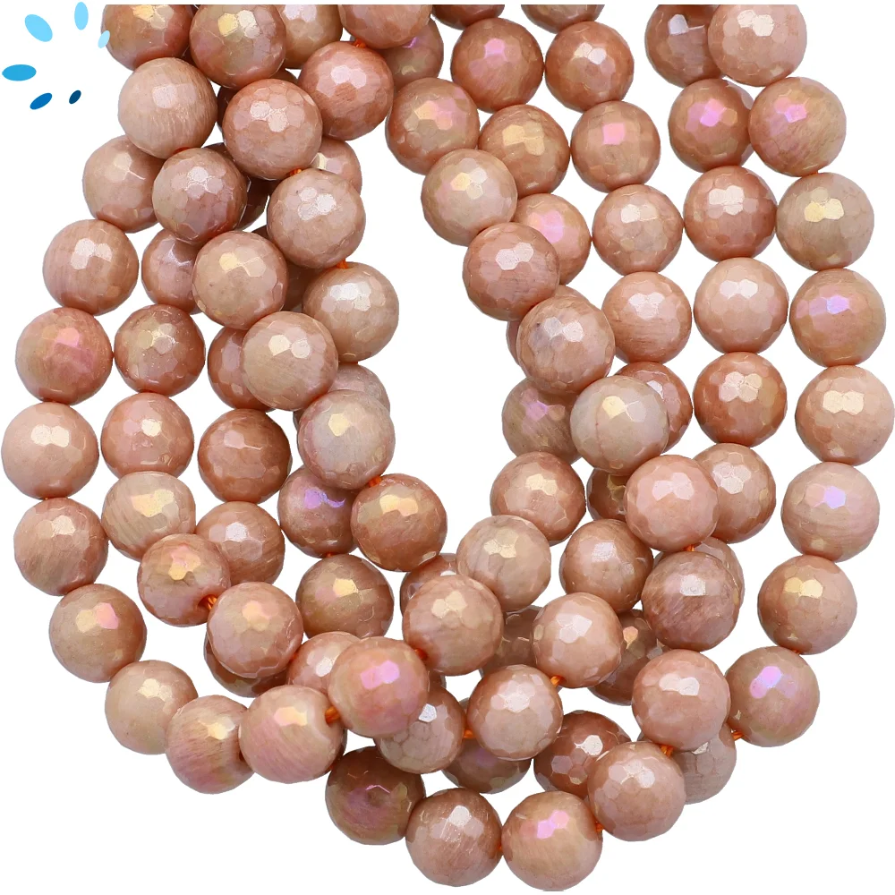 Mystic Sunstone Faceted Round Beads 8mm - 14 Inch Strand