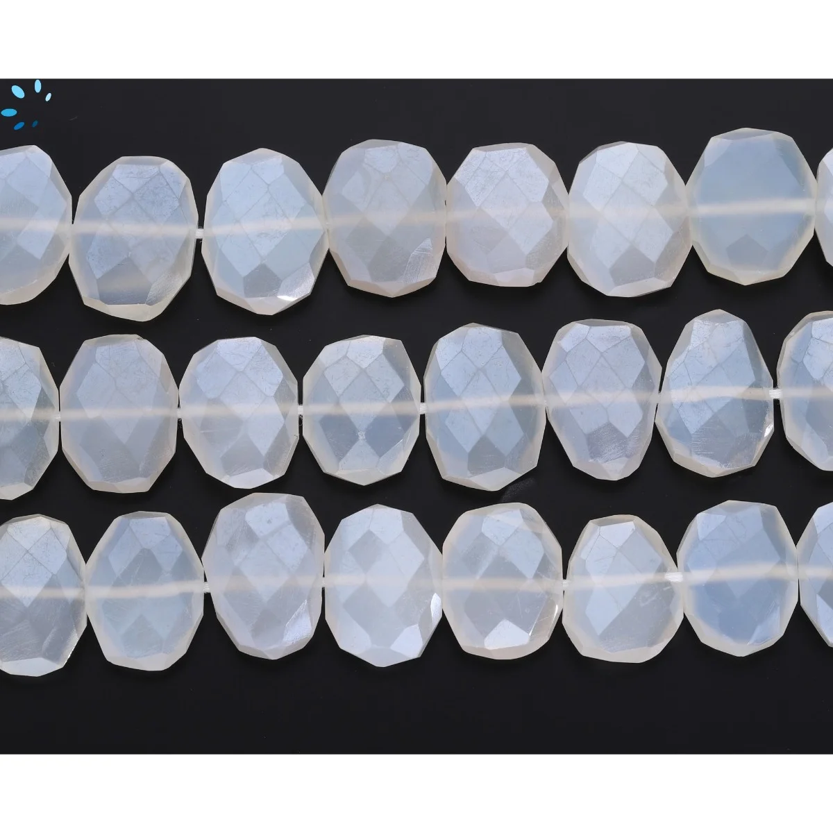 Mystic White Chalcedony Faceted Nuggets Center Drilled Beads 14x10 - 16x12mm - 14 Inch Strand