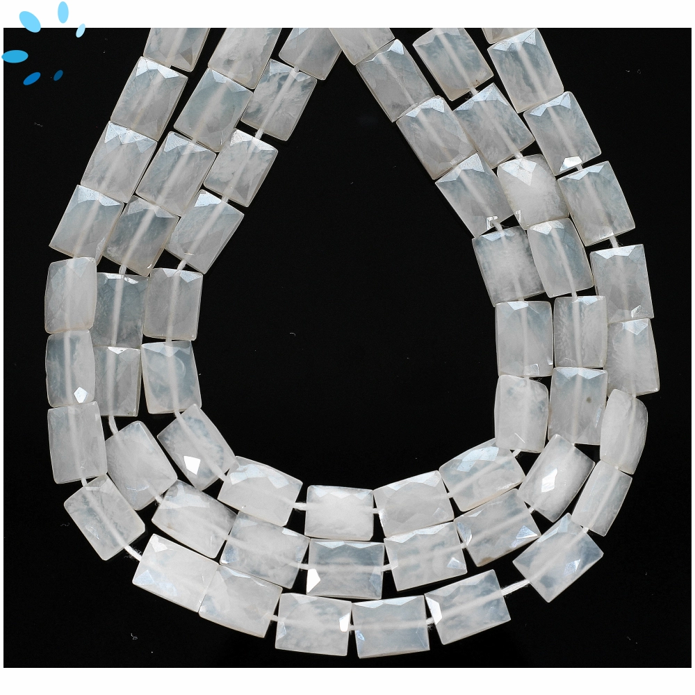Mystic White Chalcedony Faceted Rectangle 8x11mm - 14 Inch Strand