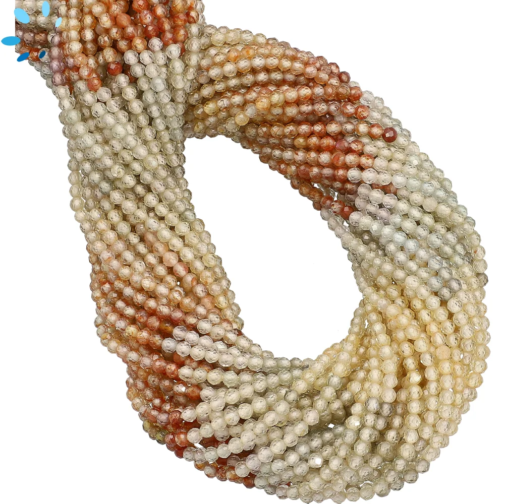 Natural Zircon Faceted Round Top to Bottom Drilled Beads 2mm - 14 Inch Strand