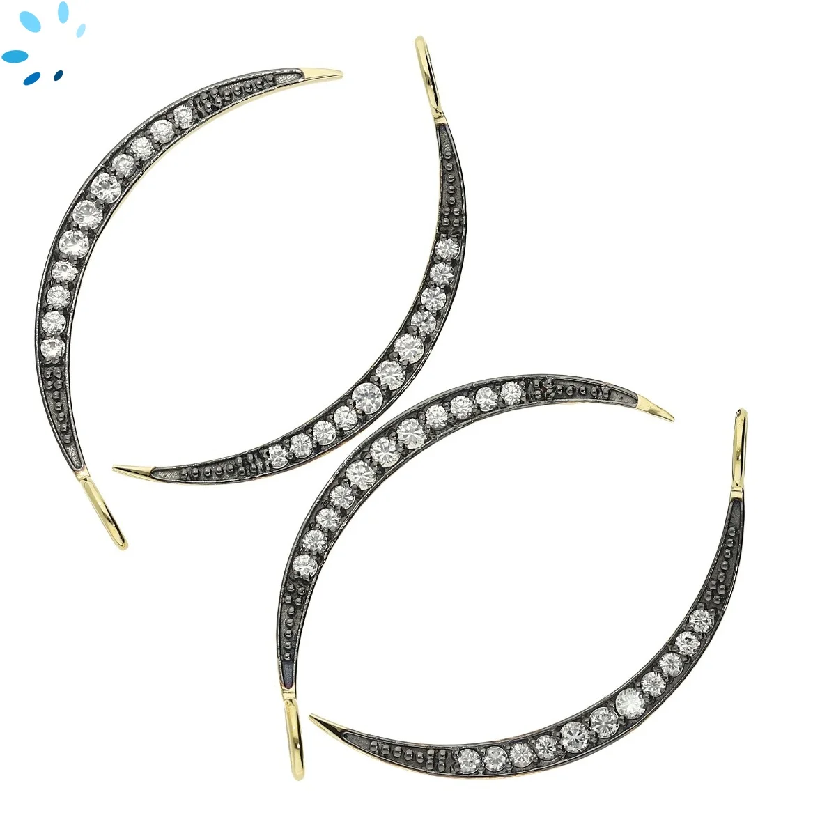 Natural Zircon Moon Bezel Pendant Charm 38x14mm - 18k Gold Plated Sterling Silver