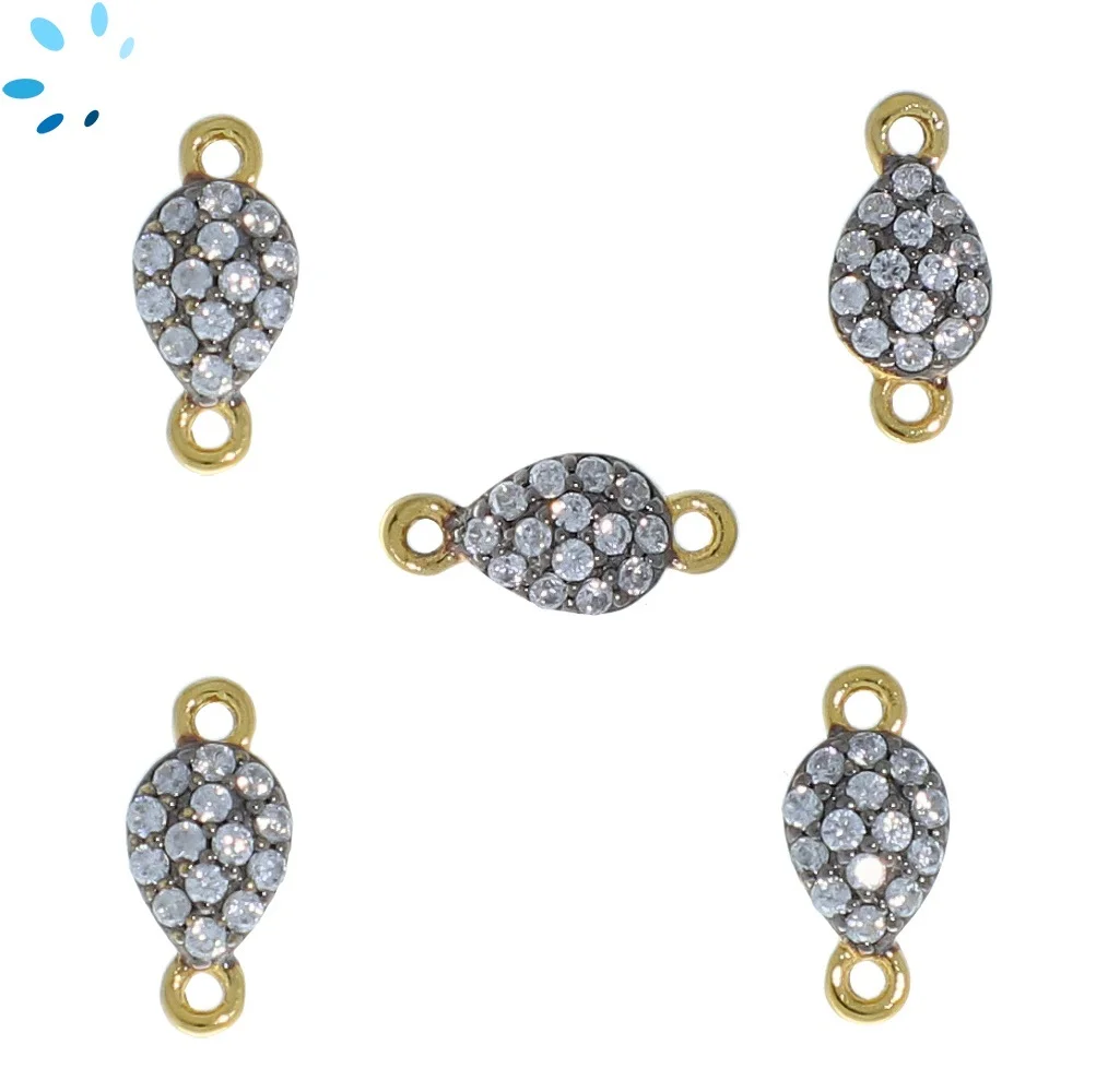 Natural Zircon Sterling Silver Gold Plated Pear 7x5mm