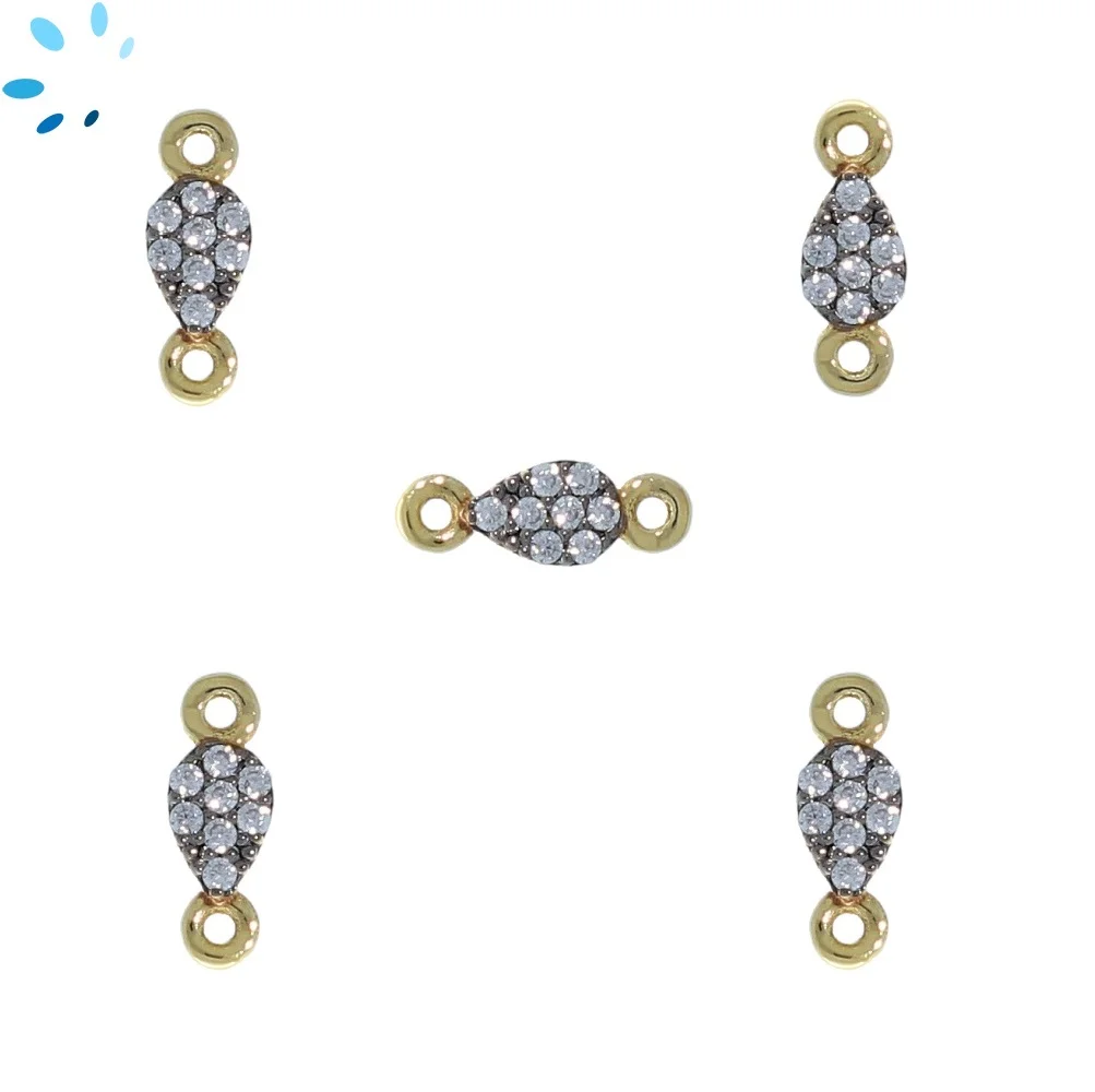 Natural Zircon Sterling Silver Gold Plated Pear 