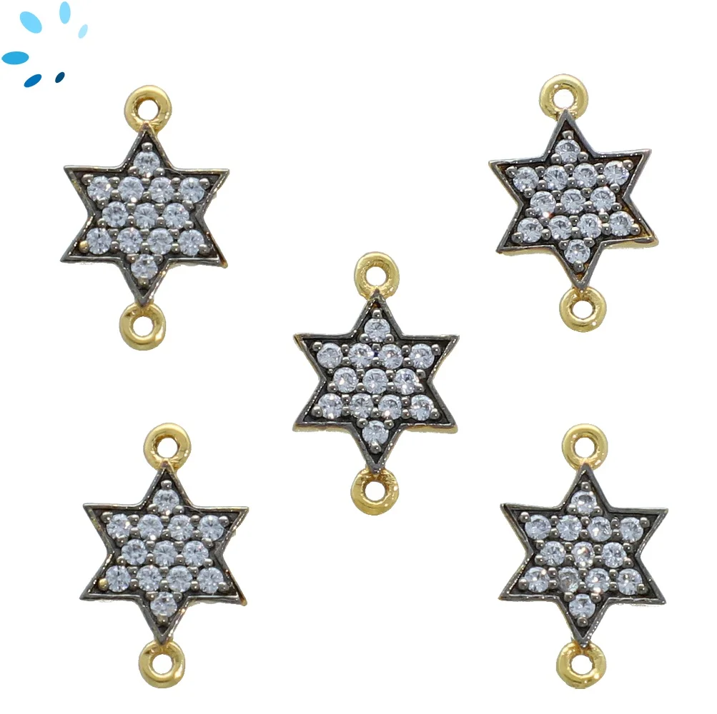 Natural Zircon Sterling Silver Gold Plated Star 