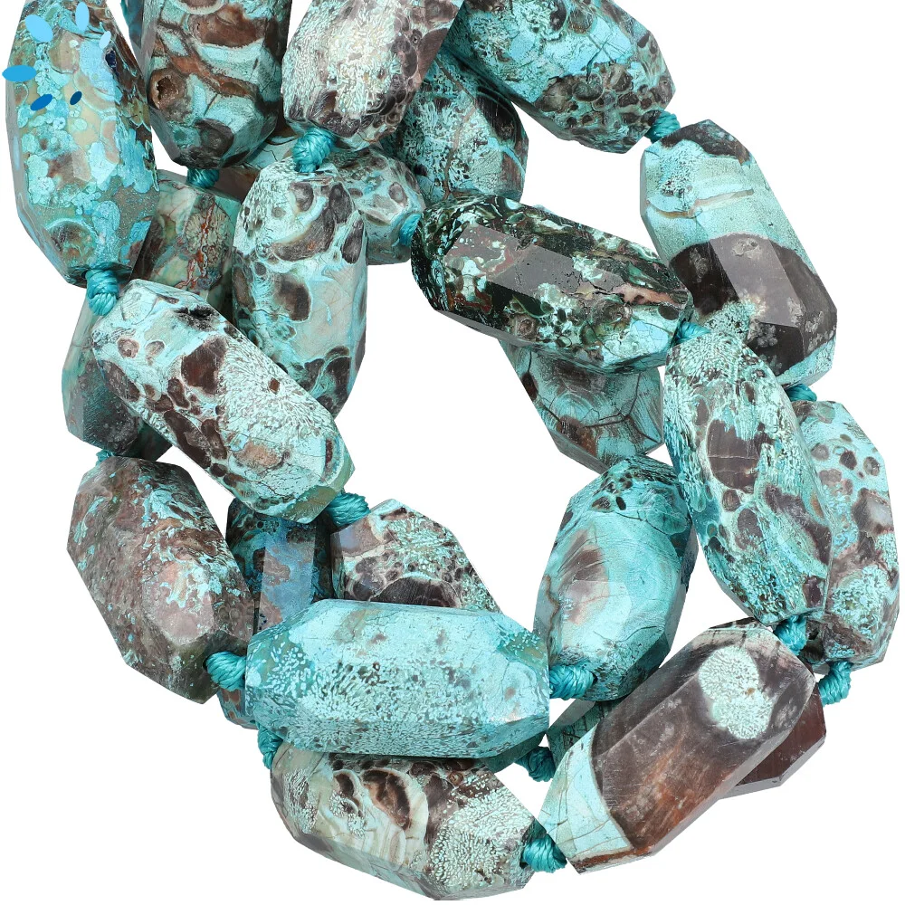 Opalite Jasper Faceted Barrel Top to Bottom Drilled Beads 27x14 - 30x14mm - 14 Inch Strand