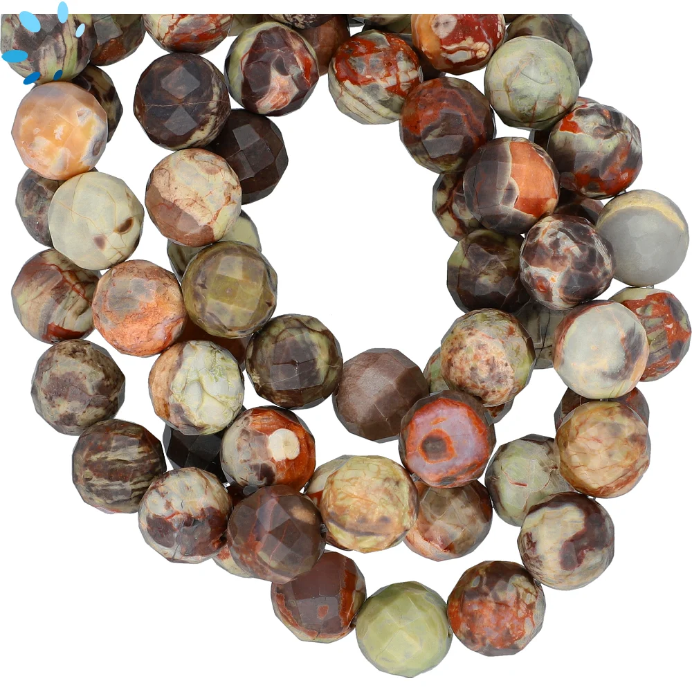 Opalite Jasper Faceted Round Top to Bottom Drilled Beads 10mm - 14 Inch Strand
