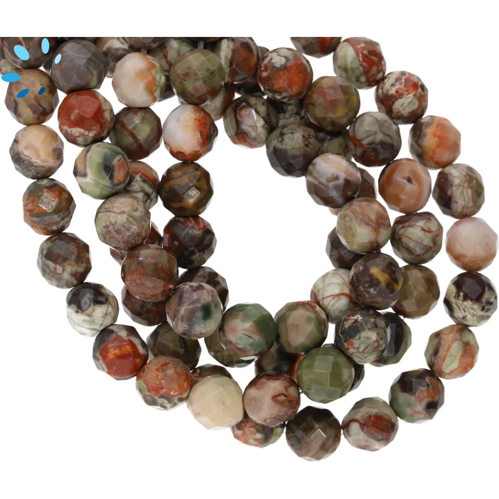 Opalite Jasper Faceted Round Top to Bottom Drilled Beads 8mm - 14 Inch Strand