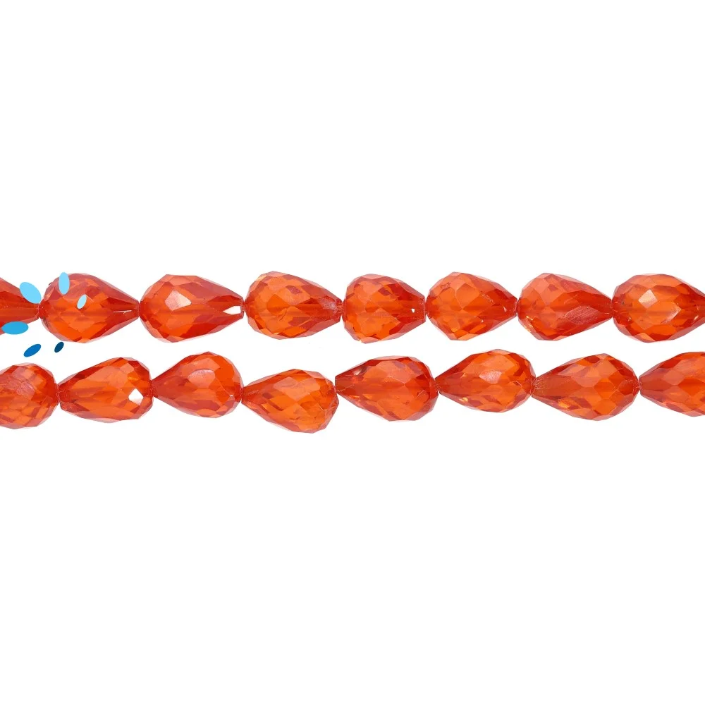 Orange Color Cubic Zirconia Faceted Drop Top Drilled Beads 7x5 - 9x7mm - 8 Inch Strand