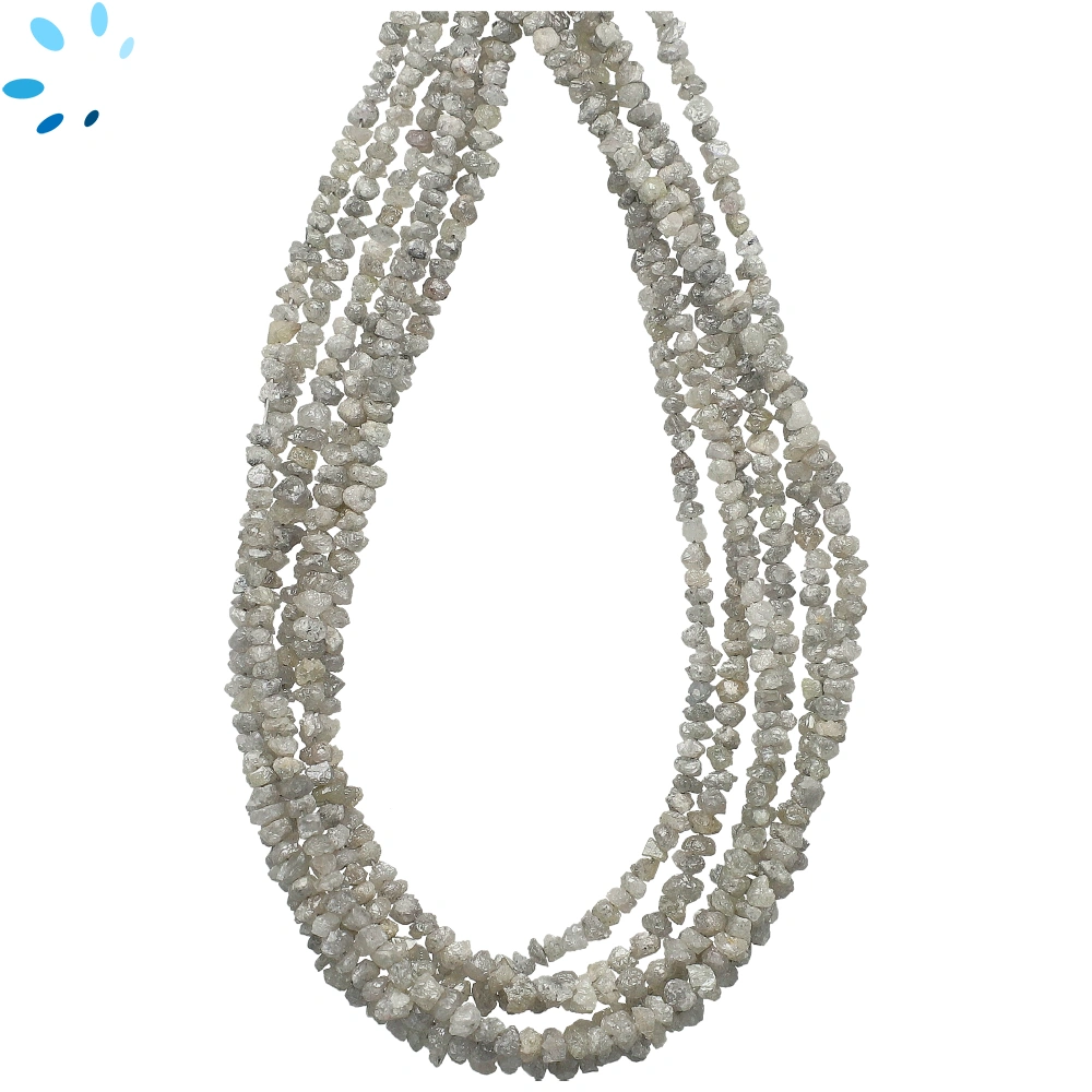 Pale Gray Diamond Raw Center Drilled Nugget Beads 2-3mm - 16 Inch Strand