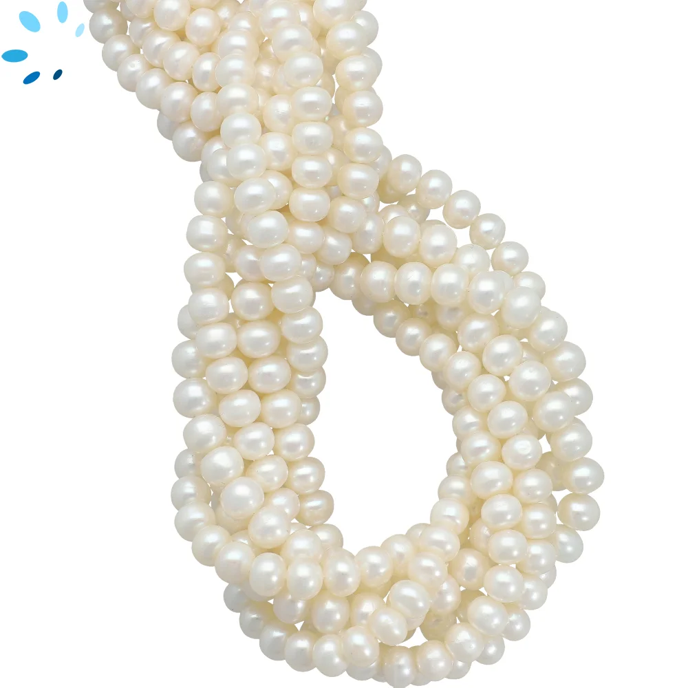 Pearl Smooth Potato Top to Bottom Drilled Beads 6mm - 14 Inch Strand