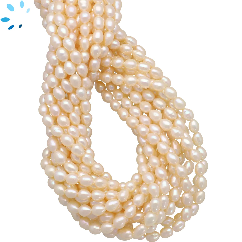 Pearl Smooth Rice Top to Bottom Drilled Beads 7x5mm - 14 Inch Strand