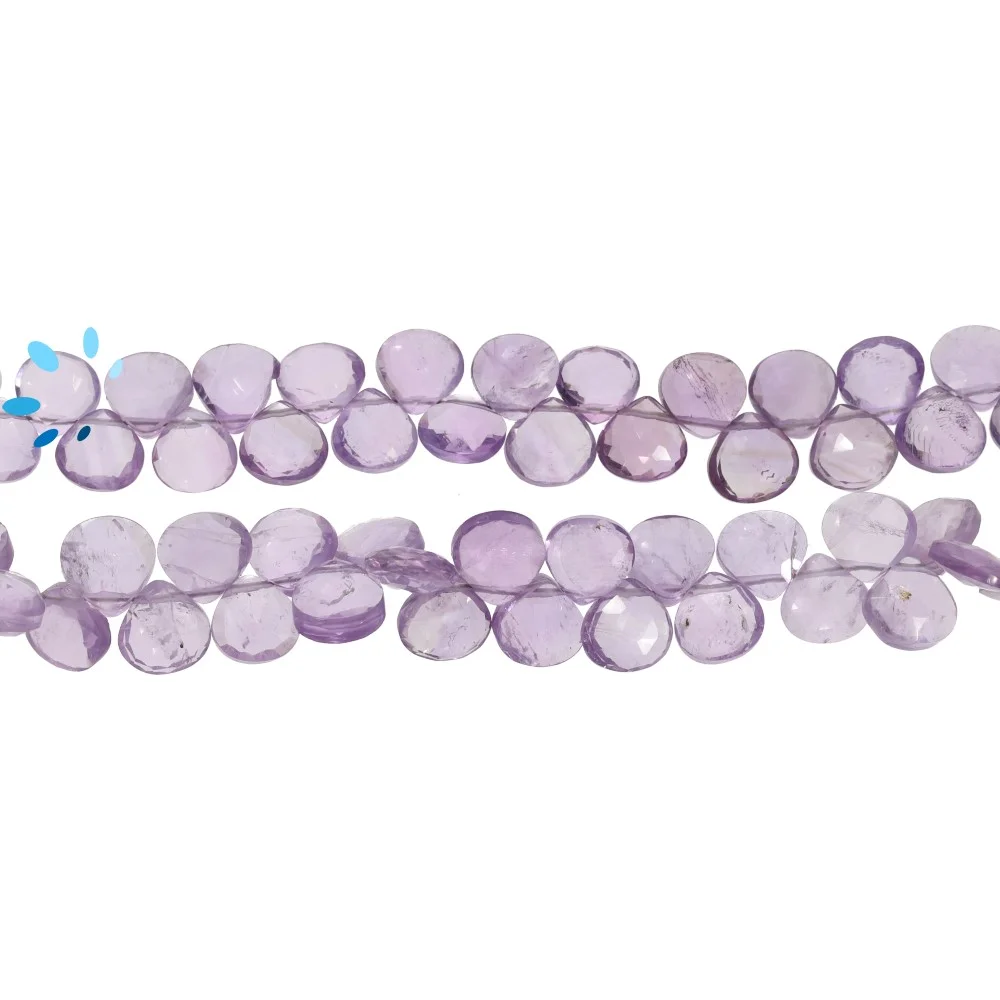 Pink Amethyst Faceted Heart Top Drilled Beads 6mm - 8 Inch Strand