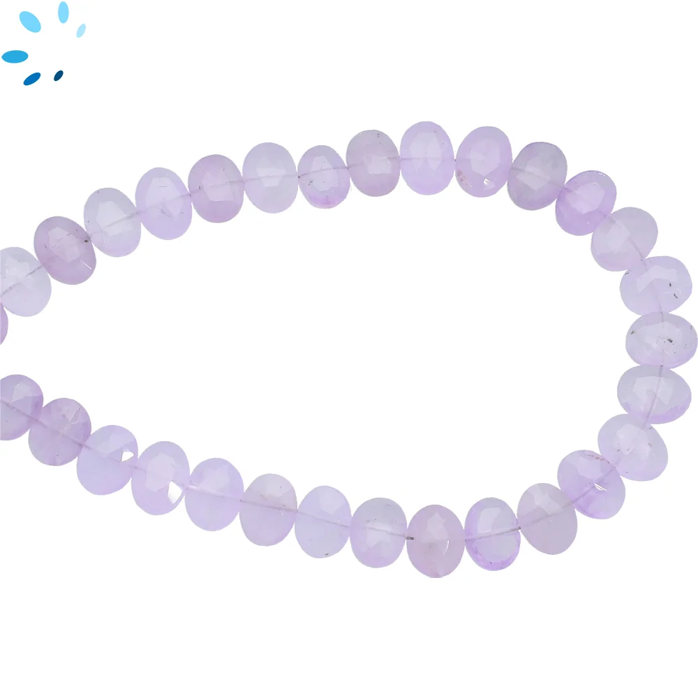 Pink Amethyst Faceted Oval Center Drilled Beads 8x6mm - 8 Inch Strand