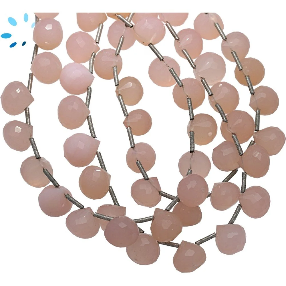 Pink Chalcedony Faceted Berry Top Drilled Beads 8mm - 8 Inch Strand
