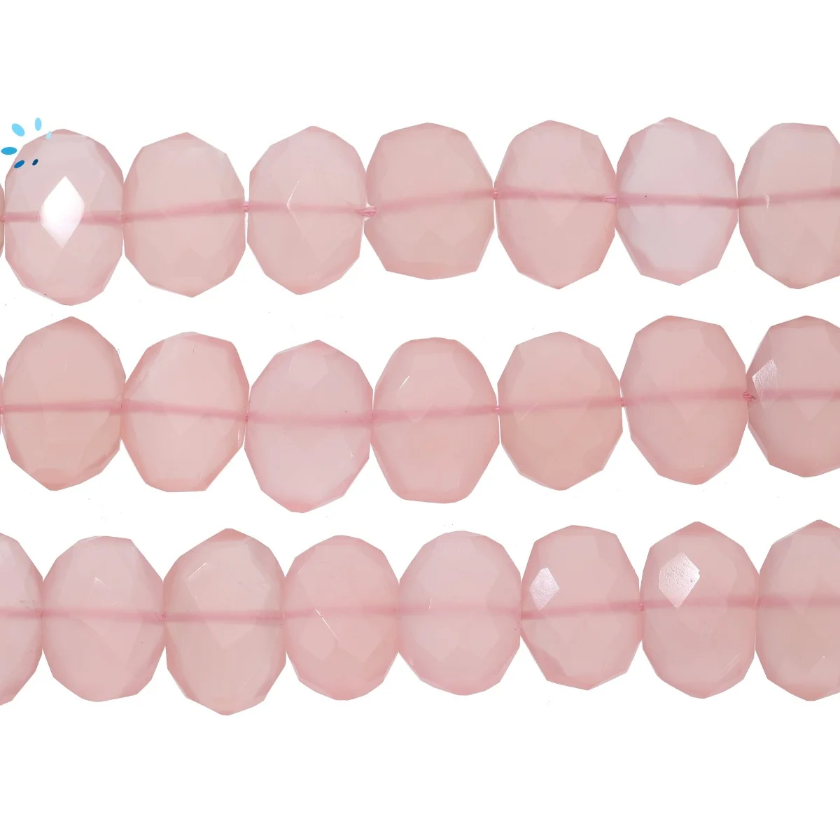 Pink Chalcedony Faceted Nuggets Center Drilled Beads 14x10 - 16x12mm - 14 Inch Strand