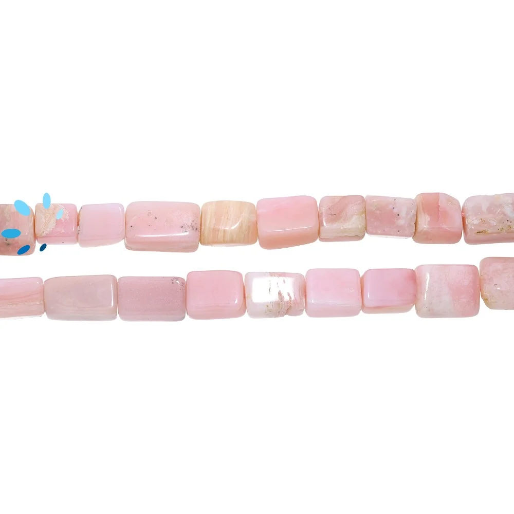 Pink Opal Smooth Rectangle Top to Bottom Drilled Beads 9x6mm - 14 Inch Strand