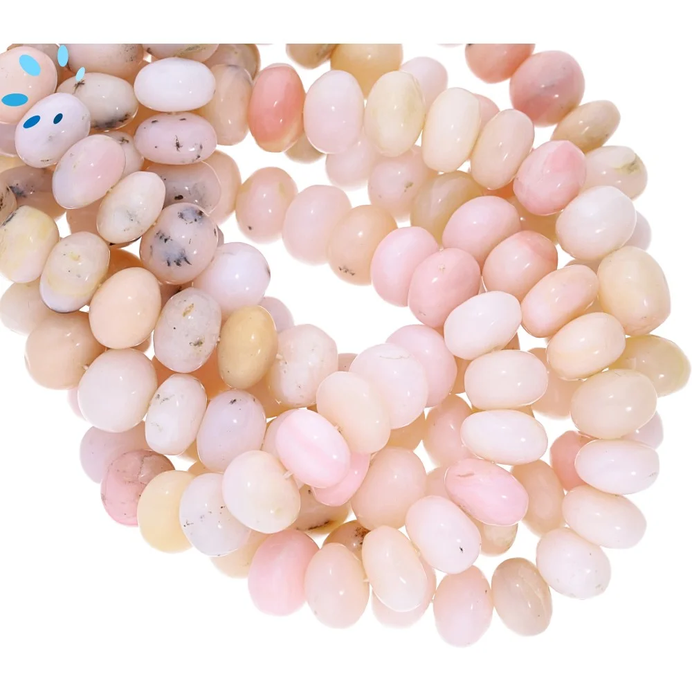 Pink Peruvian Opal Smooth Button Center Drilled Beads 10mm - 14 Inch Strand