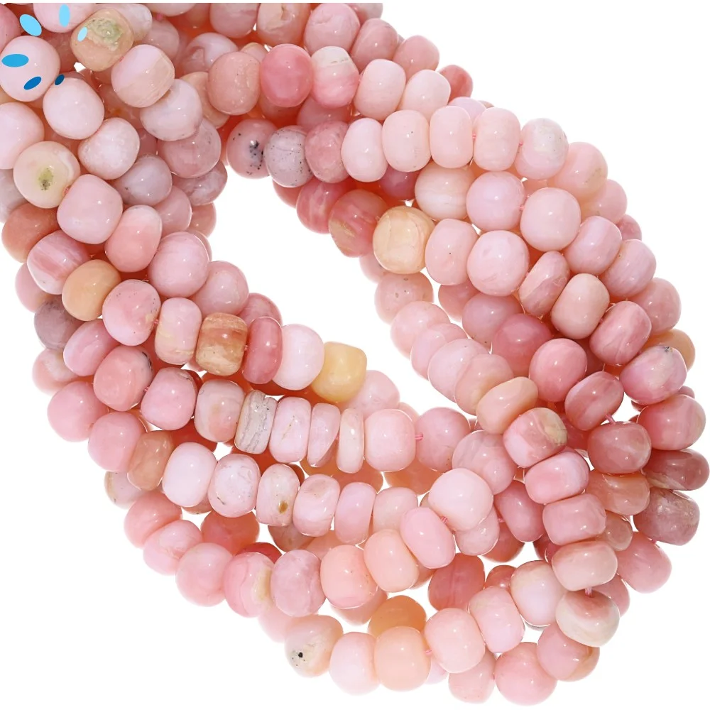 Pink Peruvian Opal Smooth Button Center Drilled Beads 7.5mm - 14 Inch Strand