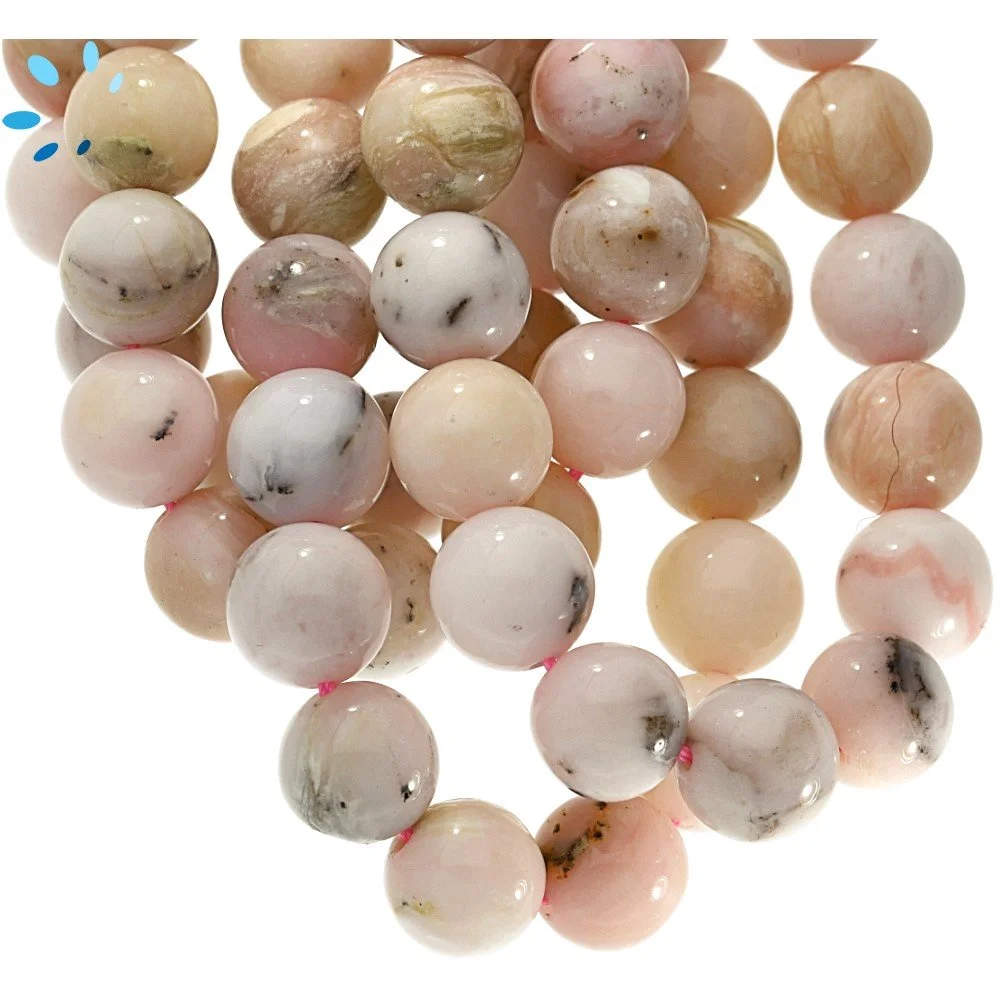 Pink Peruvian Opal Smooth Round Top to Bottom Drilled Beads 10mm - 14 Inch Strand