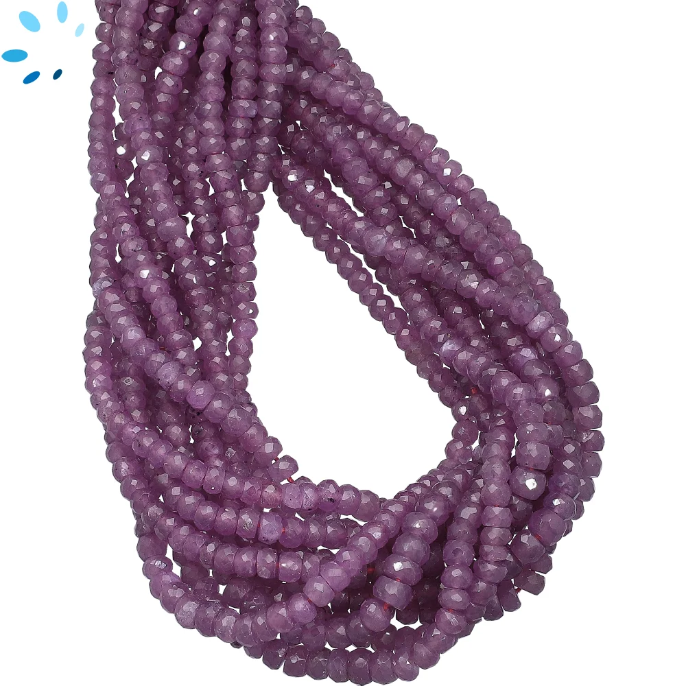 Pink Sapphire Faceted Rondelle Beads 3mm - 14 Inch Strand