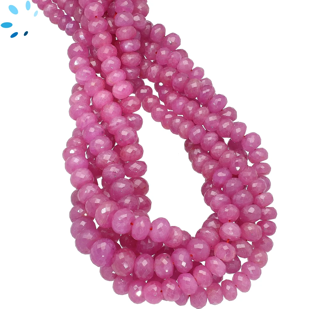 Pink Sapphire Faceted Rondelle Beads 4mm - 14 Inch Strand