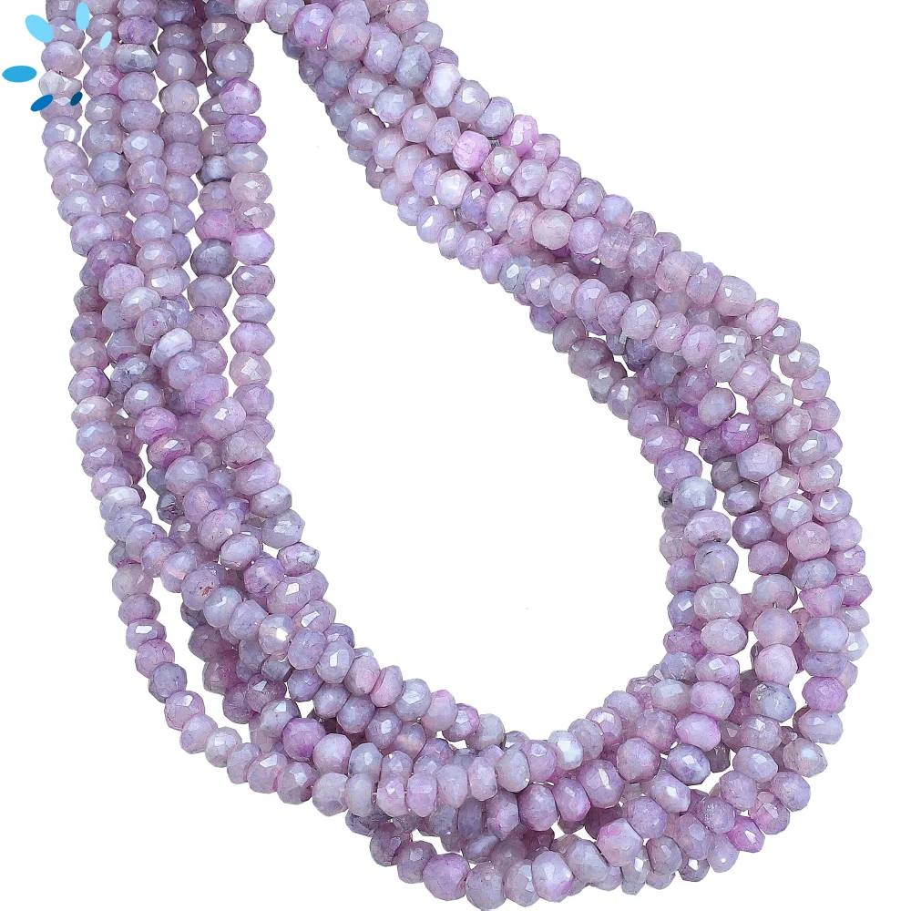 Pink Sapphire Faceted Rondelle Center Drilled Beads 3.5mm - 14 Inch Strand