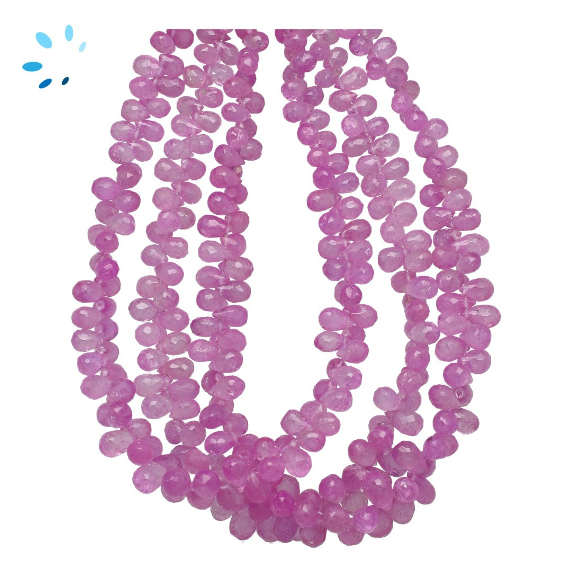 Pink Sapphire Graduated Faceted Top Drilled Drop Beads 3x2-6x4mm  - 16 Inch Strand
