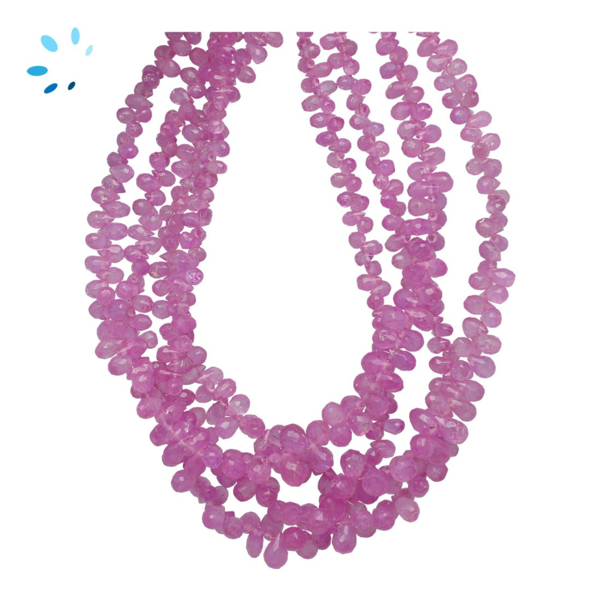 Pink Sapphire Graduated Faceted Top Drilled Drop Beads 3x3-6x4mm - 16 Inch Strand