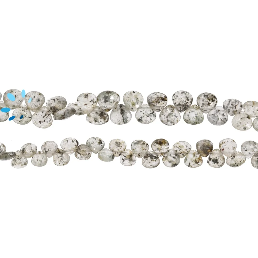 Prehnite Faceted Heart Top Drilled Beads 5mm - 8 Inch Strand