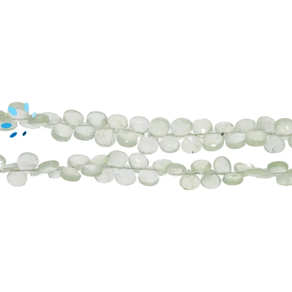 Prehnite Faceted Heart Top Drilled Beads 6mm - 8 Inch Strand