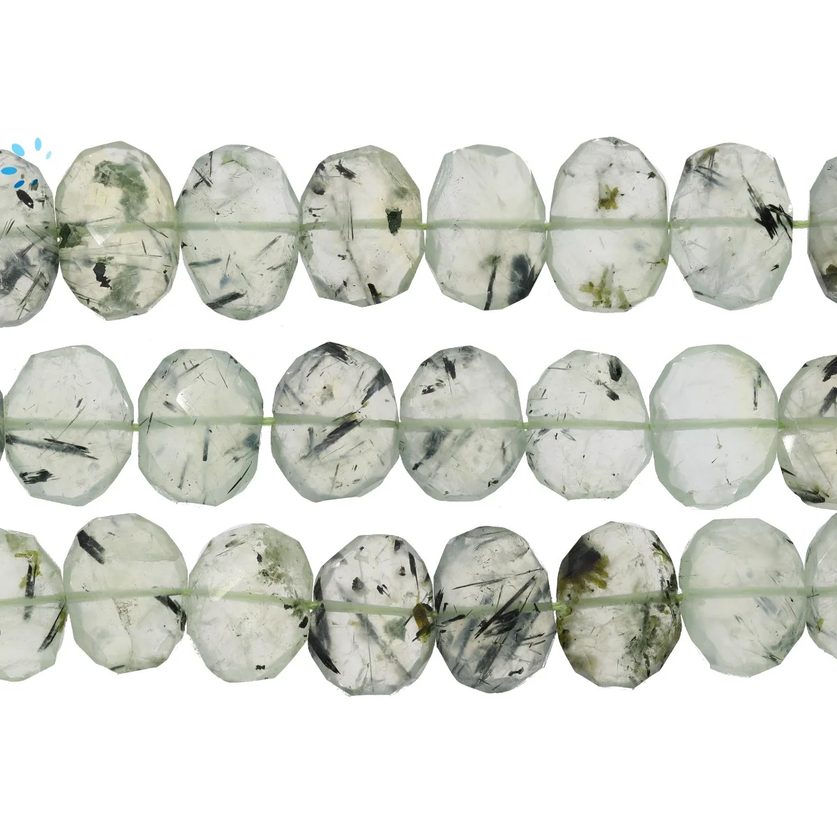 Prehnite Faceted Nuggets Center Drilled Beads 14x10 - 16x12mm