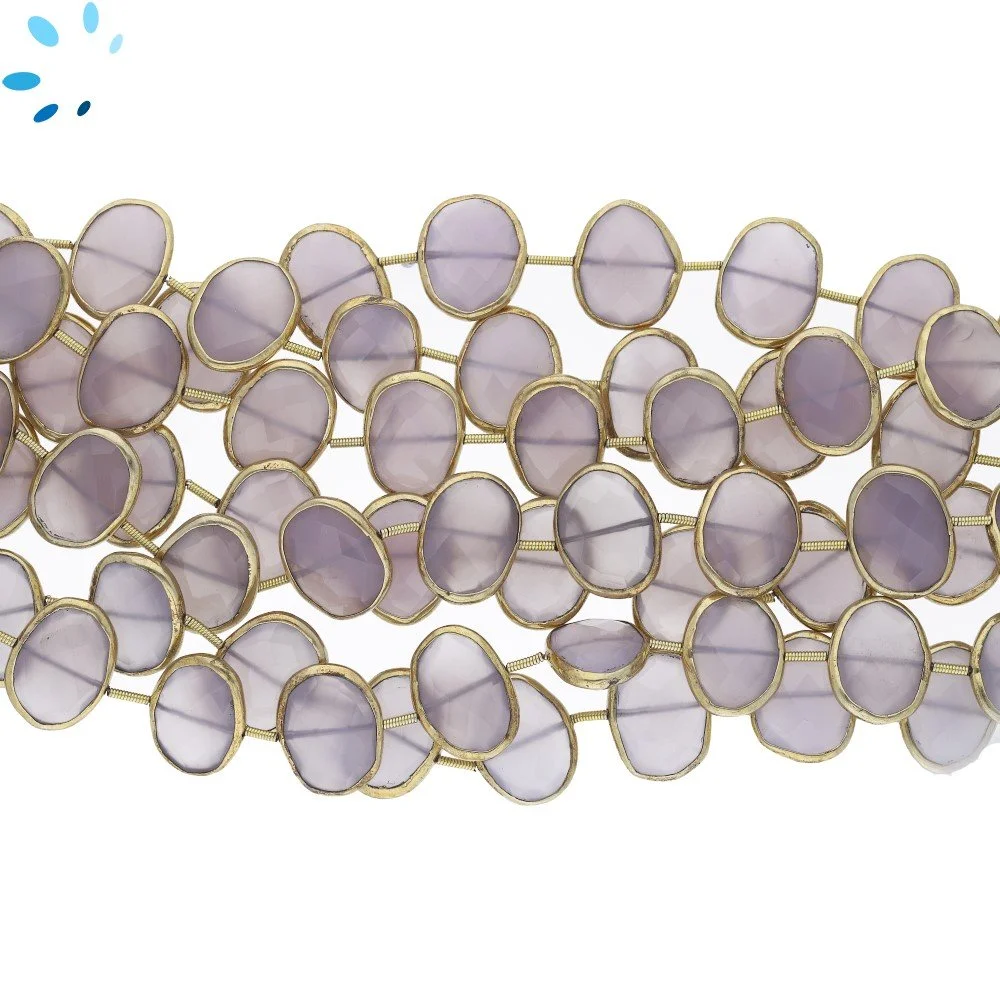 Purple Chalcedony Faceted Nuggets Bezel Set Beads 15x12mm Center Drilled - 18k Gold Plated Sterling Silver