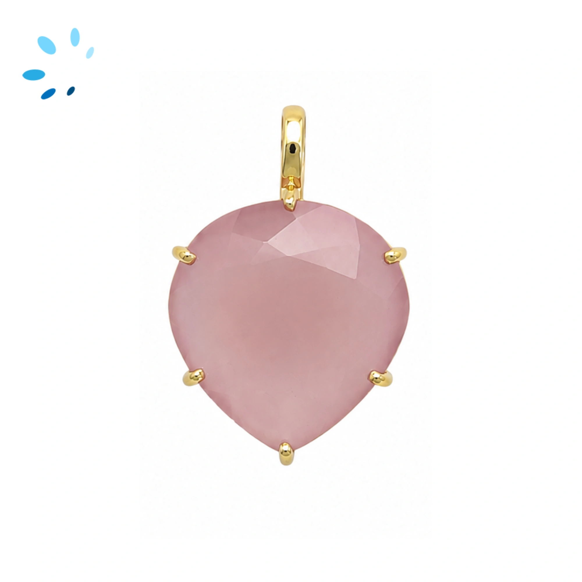 Purple Chalcedony Heart Prong-Set Pendant Charm 21mm - 18k  Gold Plated Sterling Silver - 1 Piece