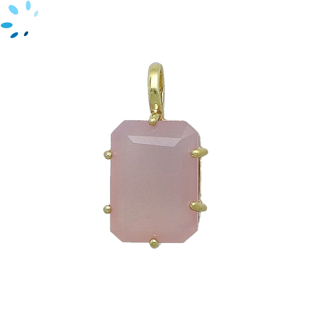 Purple Chalcedony Octagon Prong-Set Pendant Charm 15x12mm - 18k  Gold Plated Sterling Silver - 1 Piece