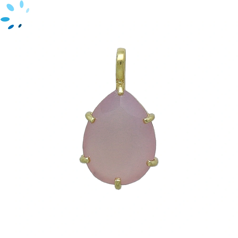 Purple Chalcedony Pear Prong-Set Pendant Charm 17x13mm - 18k  Gold Plated Sterling Silver - 1 Piece