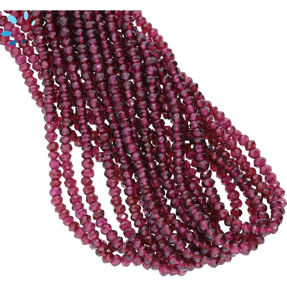 Purple Garnet Faceted Rondelle Center Drilled Beads 3mm - 14 Inch Strand