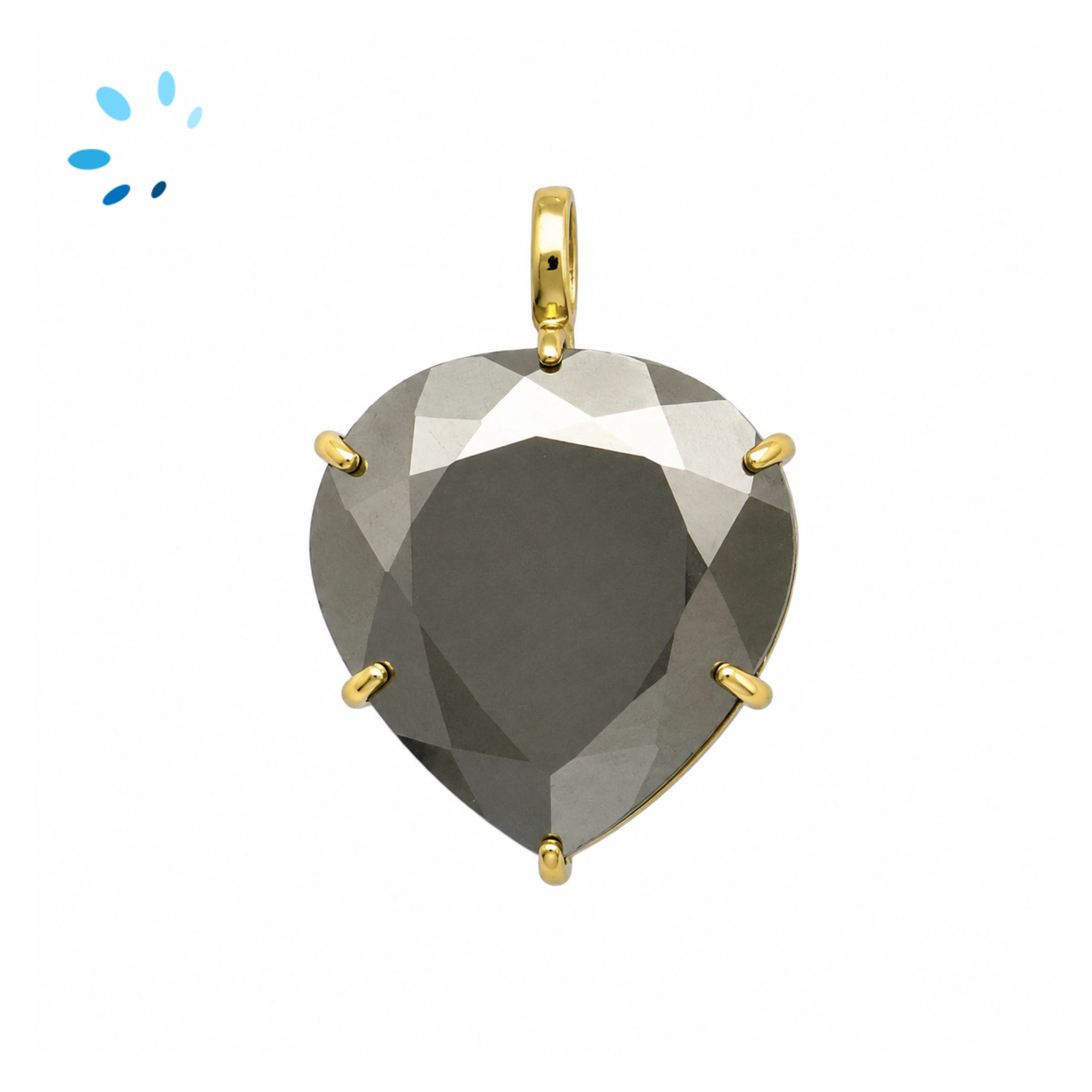 Pyrite Heart Prong-Set Pendant Charm 21mm - 18k  Gold Plated Sterling Silver - 1 Piece